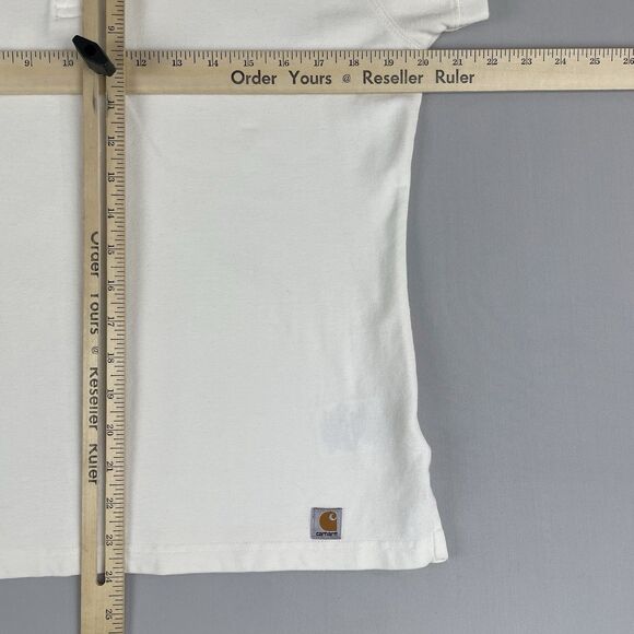 Carhartt For Women Short Sleeve Polo Shirt Size Large Ivory Cotton Golf Preppy - Picture 11 of 16